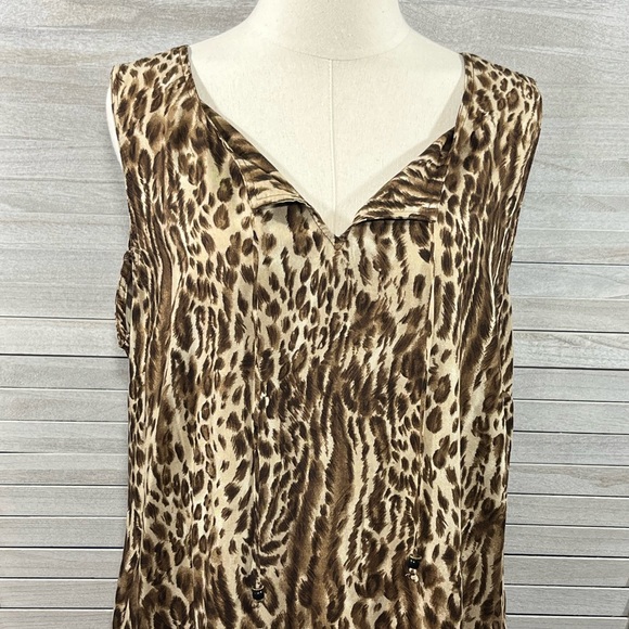 WHITE STAG Vintage Maxi Dress Sleeveless Brown Leopard/Tropical Print-16/18 - Picture 2 of 4